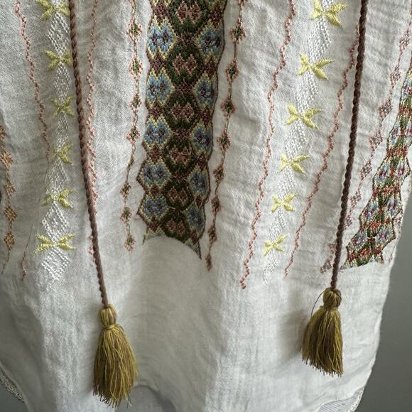 DOEN Womens Peasant Top Size XS Relaxed Fit Boho Embroidered Boho - Picture 7 of 9